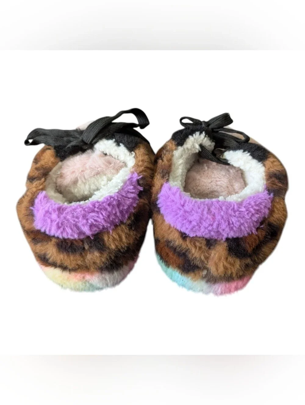 Steve Madden Girls Colorful Faux Fur Leopard Slipper Sneakers